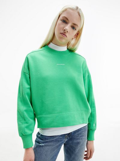 Calvin Klein Ruhák HU704359 | Calvin Klein Organic Cotton Női Pulóver Zöld